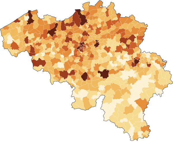 Population map of Belgium by municipality