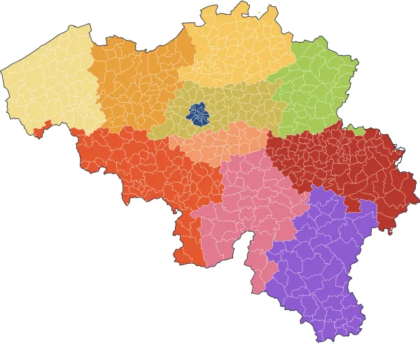 Map of the provinces of Belgium