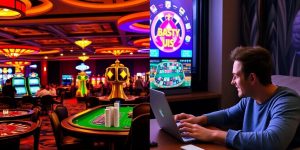 Online en echt casino vergelijking in foto.